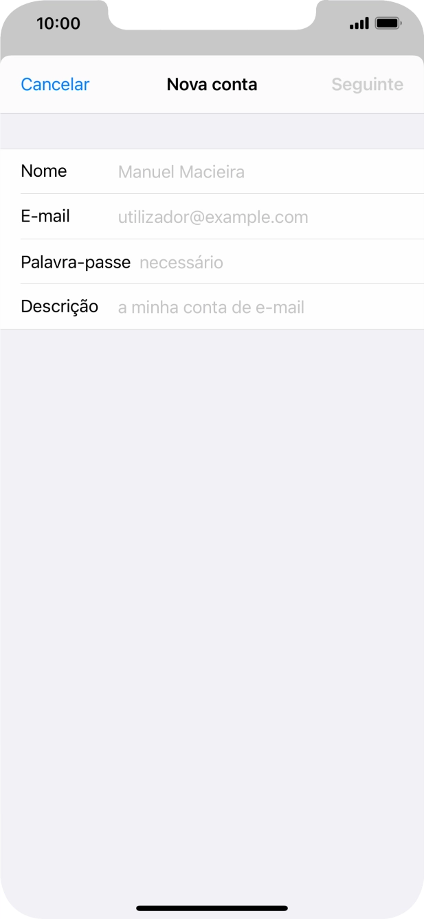 Prima Nome e introduza o nome do remetente pretendido.