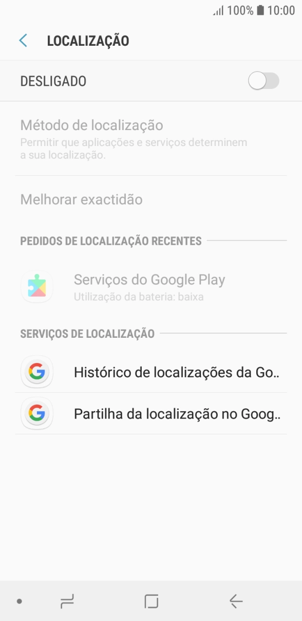 Prima o indicador para ativar ou desativar a função.