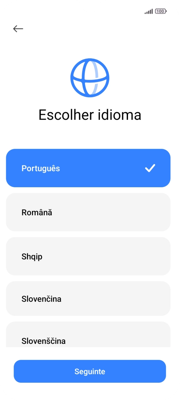 Prima o idioma pretendido.