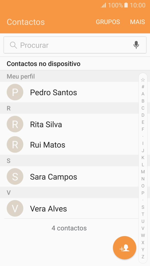 Prima o ícone de novo contacto.
