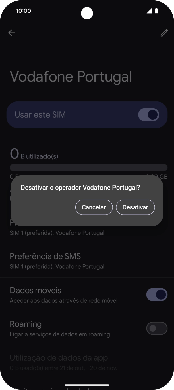 Se desativar a utilização do plano, deve premir Desativar.