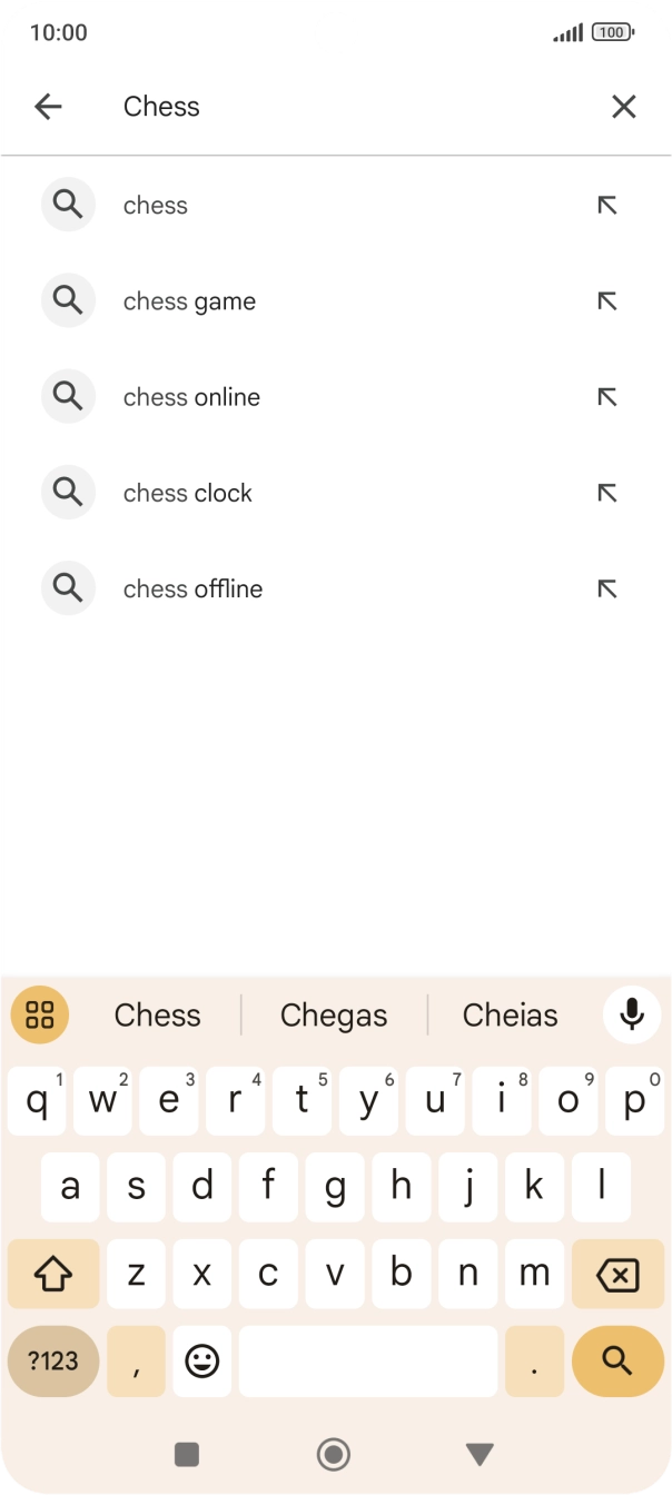 Introduza o nome ou categoria da app pretendida e prima o ícone para pesquisar.