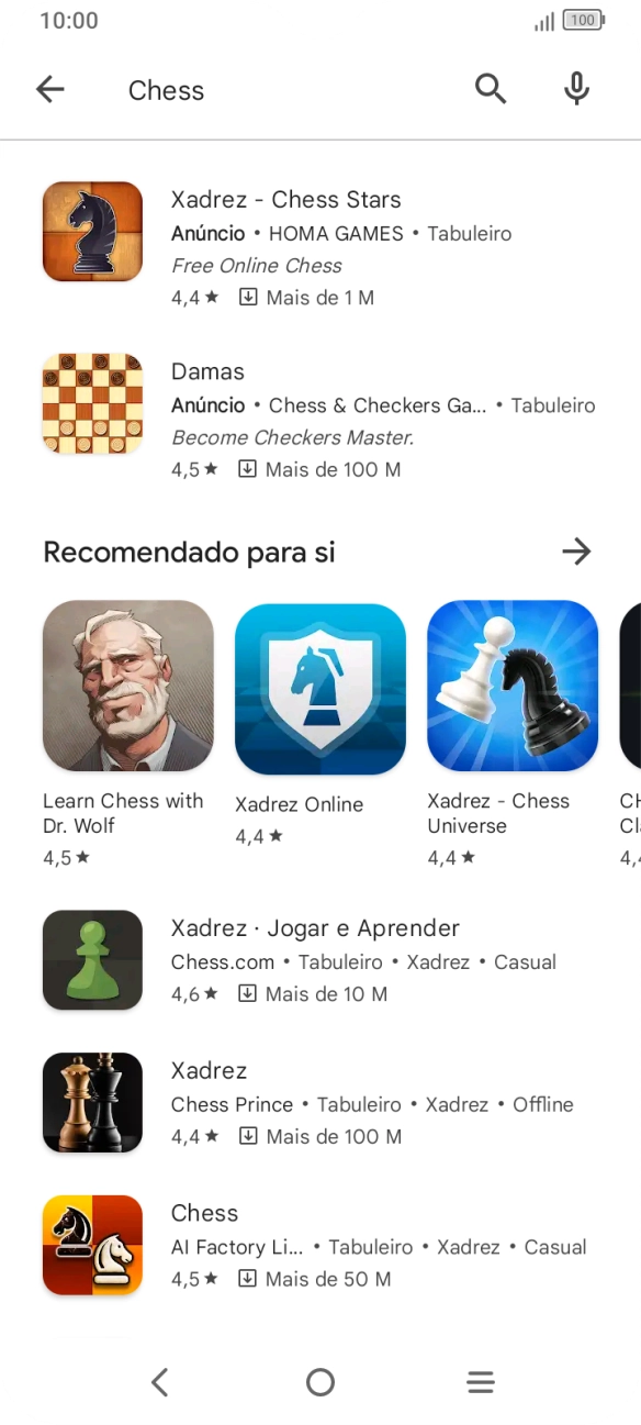 Prima a app pretendida.