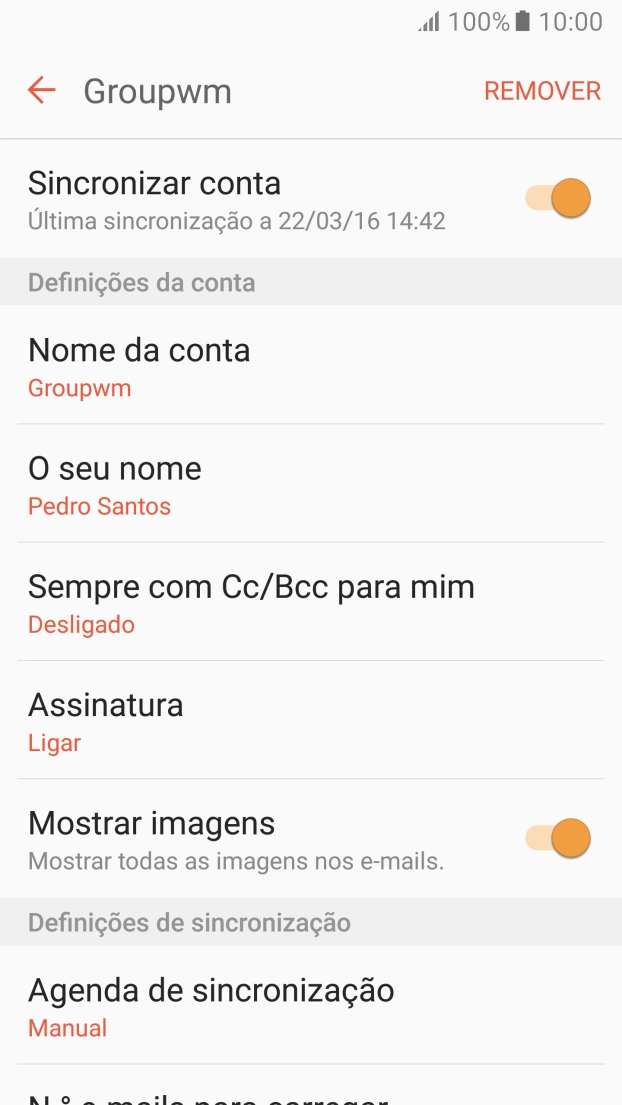 Prima Agenda de sincronização.