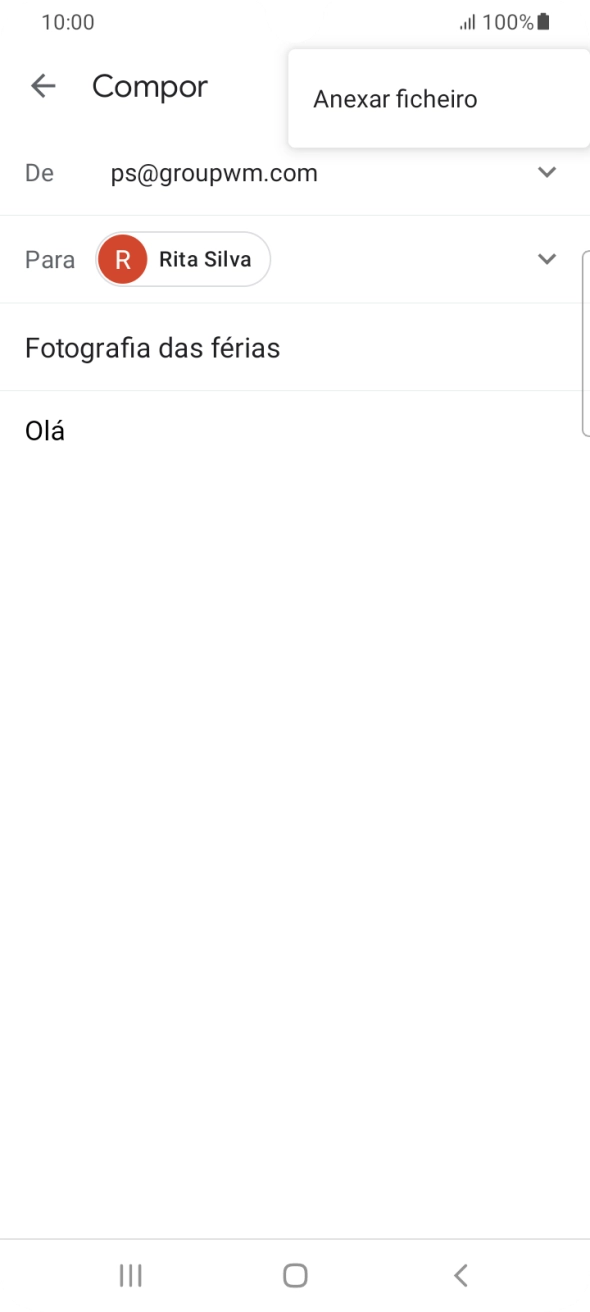 Prima Anexar ficheiro e vá até à pasta pretendida.