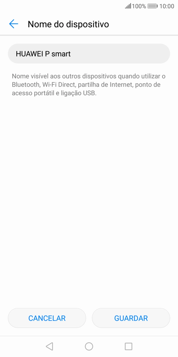 Introduza o nome pretendido do hotspot Wi-Fi e prima GUARDAR.