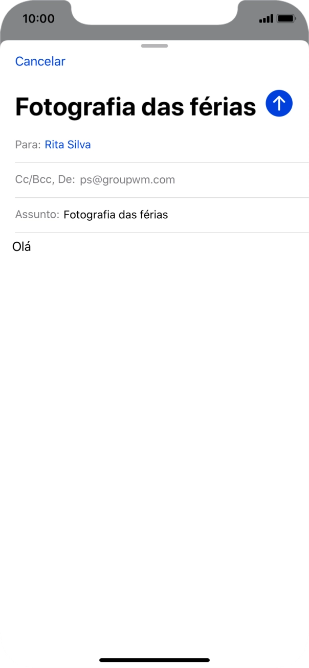 Mantenha premido o campo de escrita até aparecer um menu no ecrã.