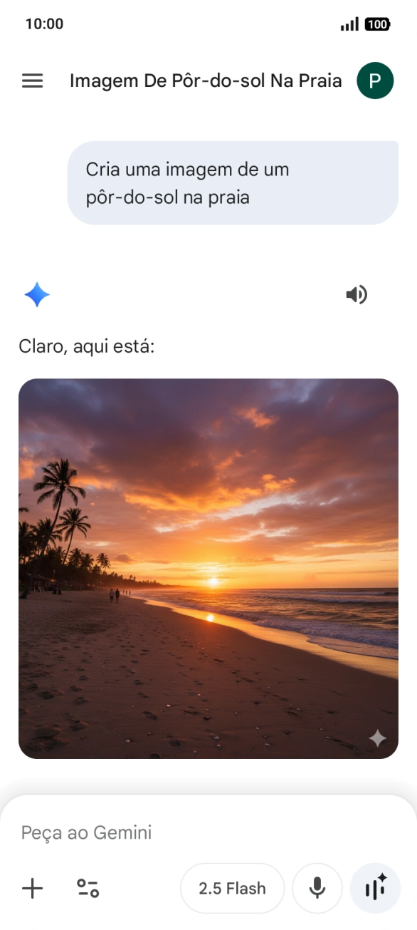 Também é possível solicitar à Gemini que gere uma imagem baseada na sua descrição.