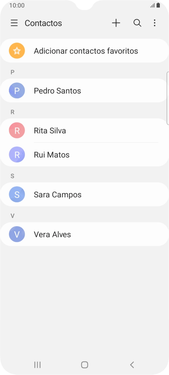 Prima o ícone de novo contacto.