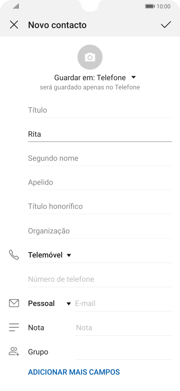 Prima Apelido, e introduza o apelido pretendido.
