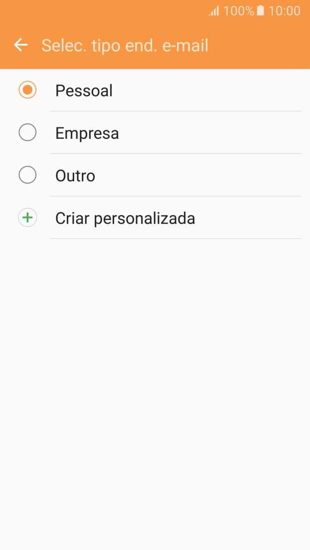 Prima o tipo de e-mail pretendido.