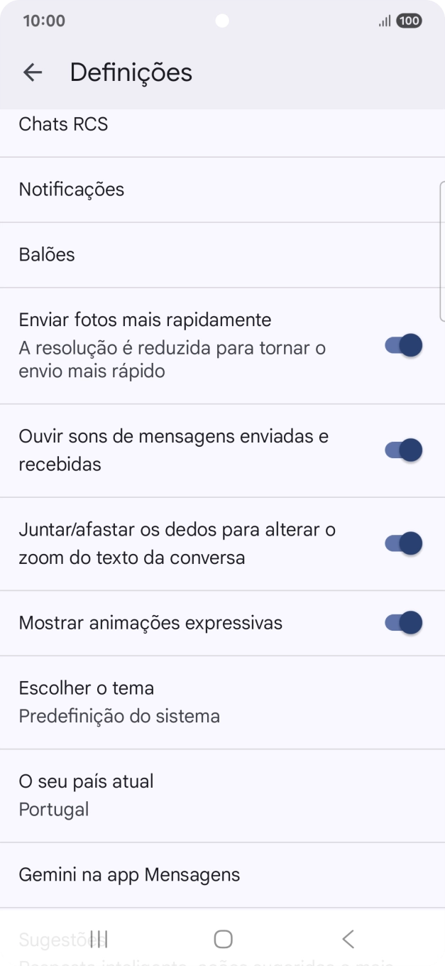 Prima Gemini na app Mensagens.