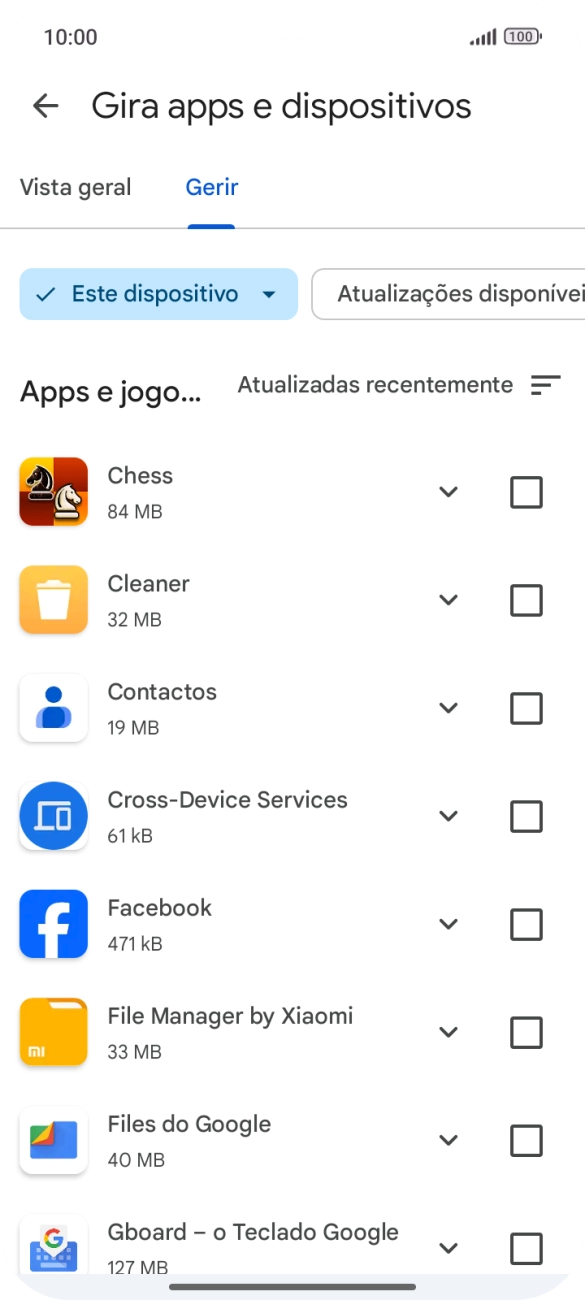 Prima a app pretendida.