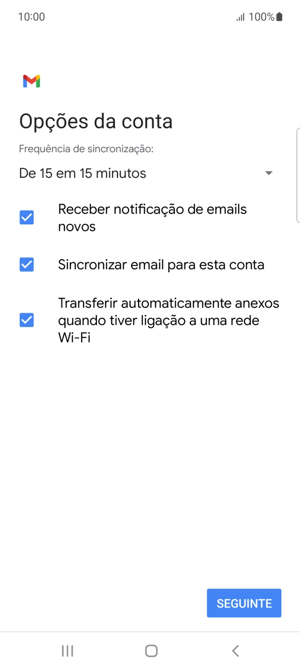 Se o ecrã mostrar esta imagem, a sua conta foi identificada e configurada automaticamente. Siga as indicações no ecrã para introduzir informações adicionais e concluir a configuração.