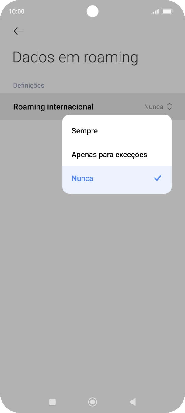Prima a definição pretendida para ativar ou desativar a função.
