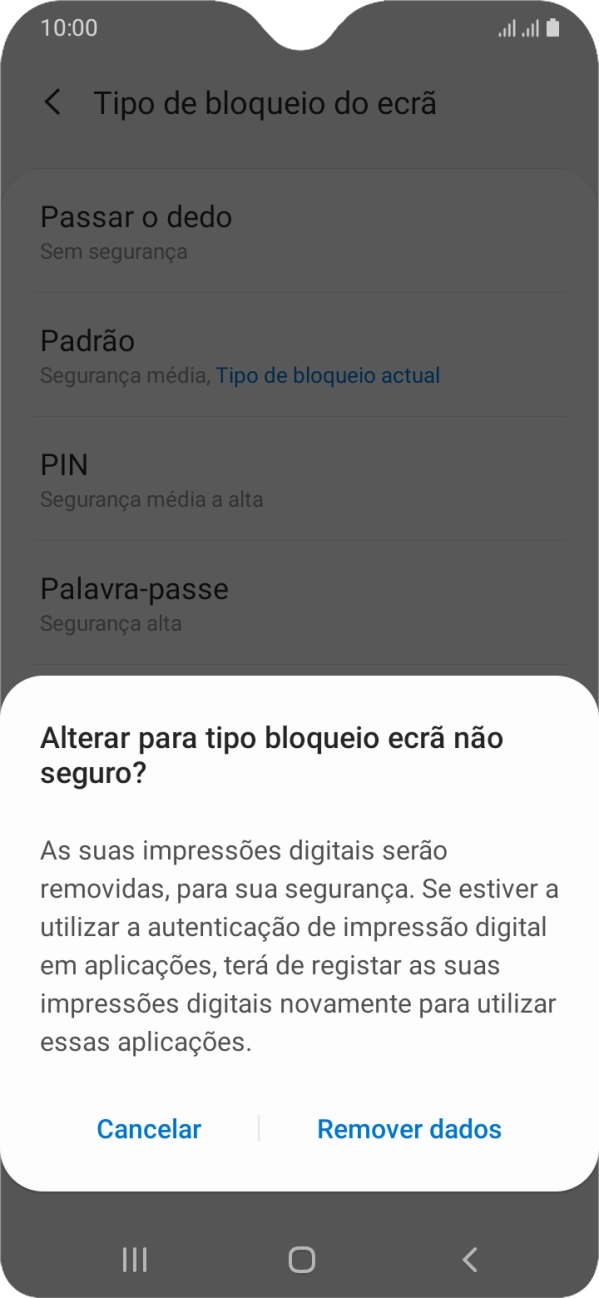 Prima Remover dados.