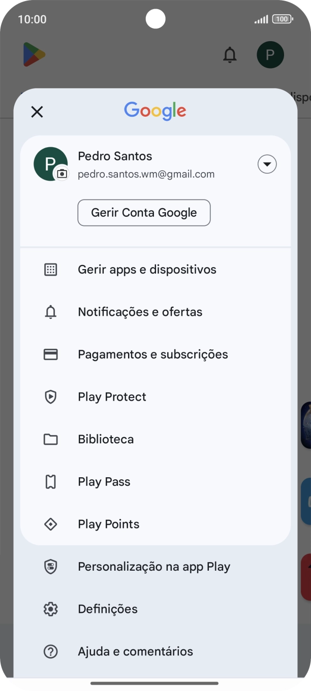 Prima Gerir apps e dispositivos.