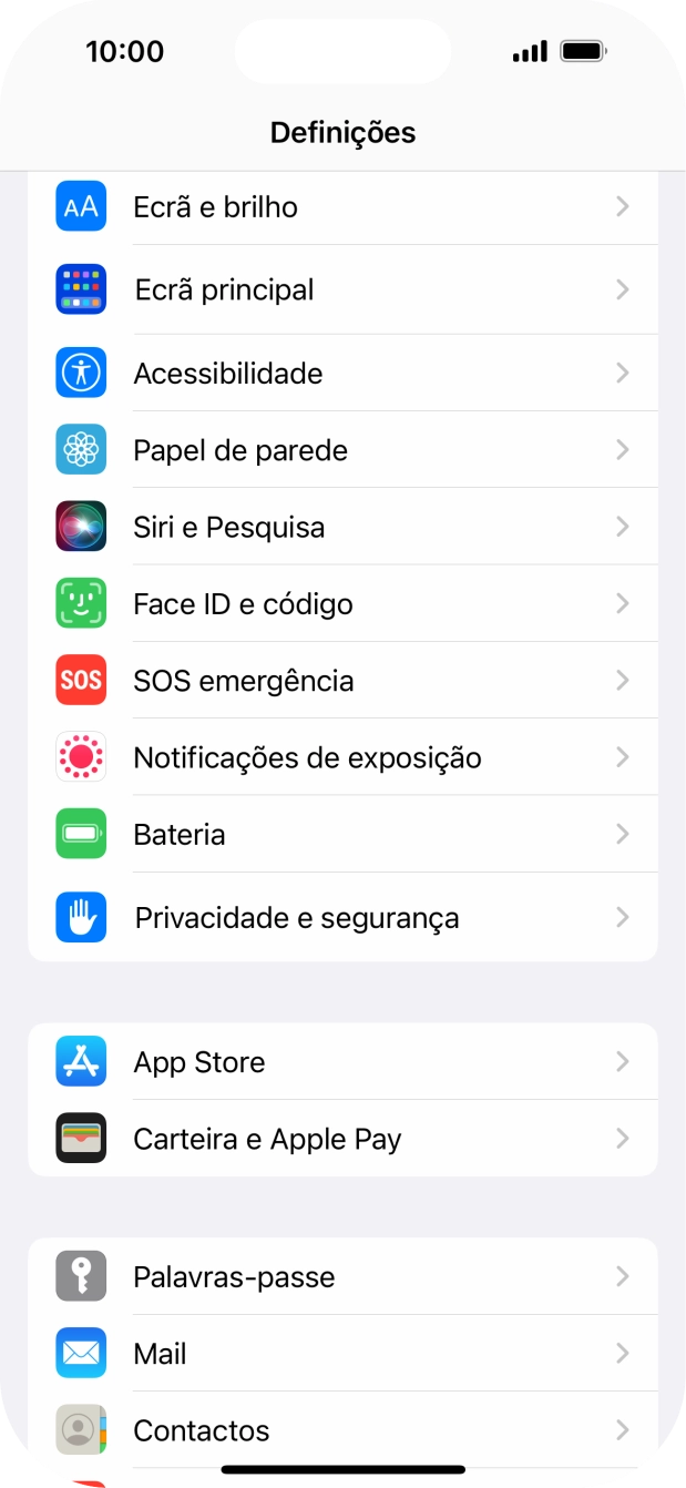 Prima Ecrã e brilho.