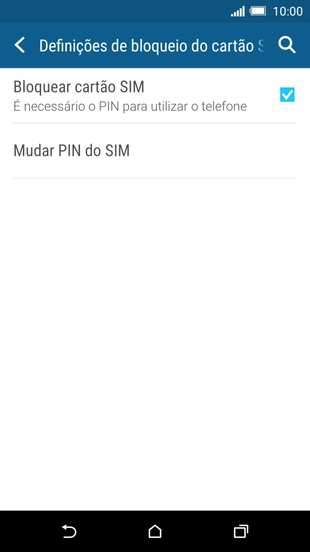 Prima Bloquear cartão SIM para ativar ou desativar a função.