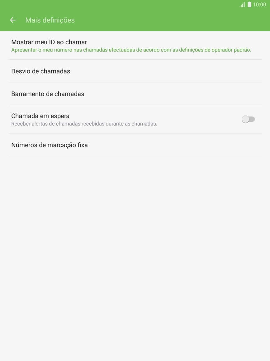 Prima Chamada em espera para ativar ou desativar a função.