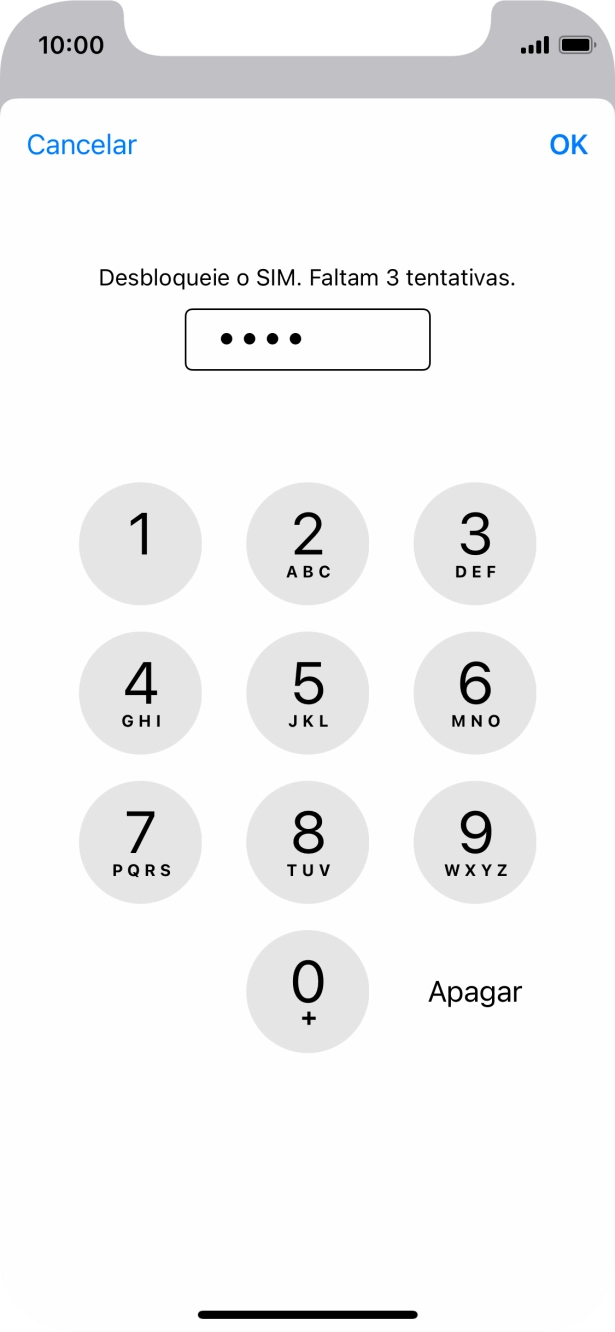 Introduza o seu código PIN e prima OK.