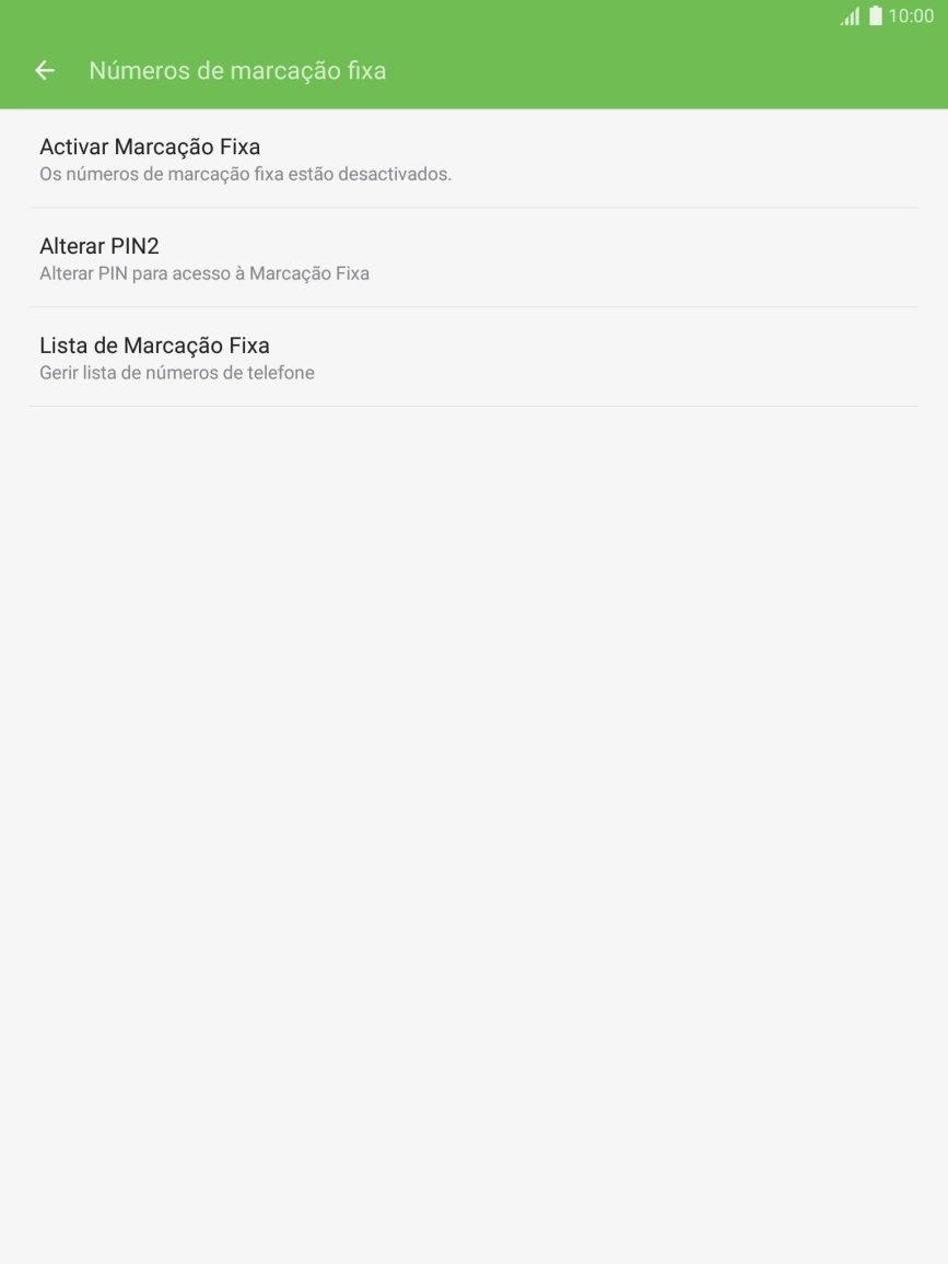 Prima Activar Marcação Fixa para ativar a marcação permitida.