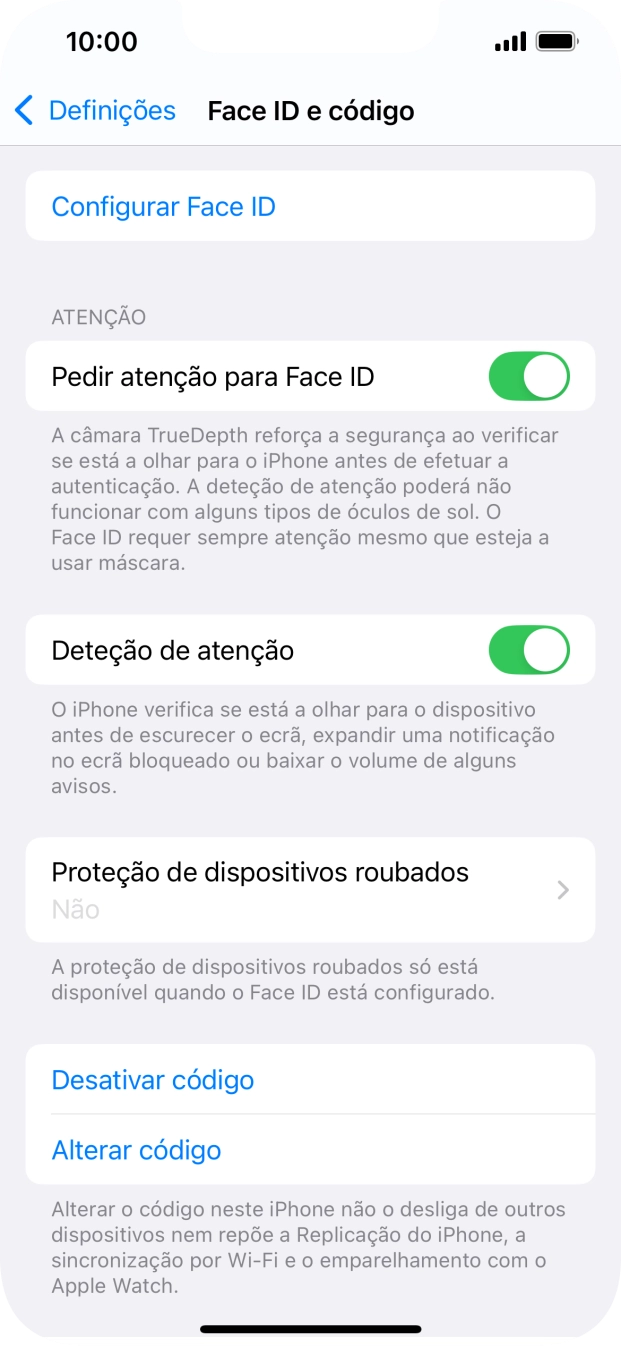 Prima Desativar código, e introduza o código de bloqueio.