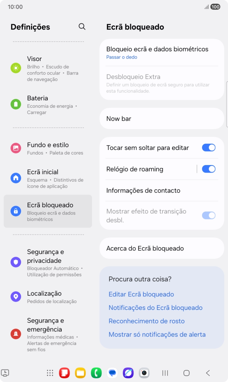 Prima Bloqueio ecrã e dados biométricos.