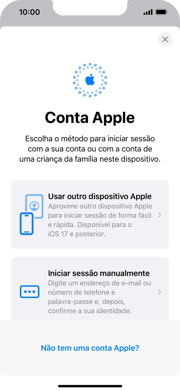 Prima Iniciar sessão manualmente.