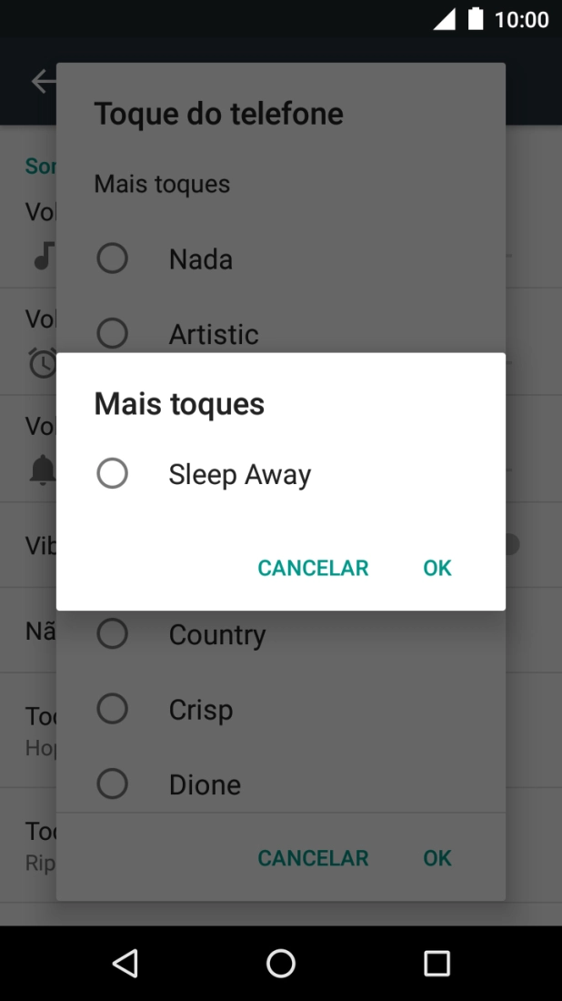 Prima os tons de toque pretendidos para os ouvir.
