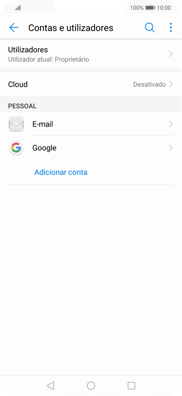 Prima a conta de e-mail pretendida.