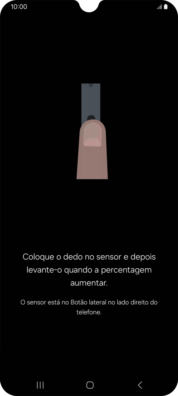 Siga as indicações no ecrã para definir a impressão digital como código de bloqueio.
