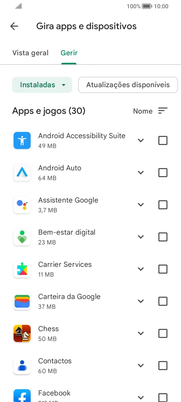 Prima a app pretendida.