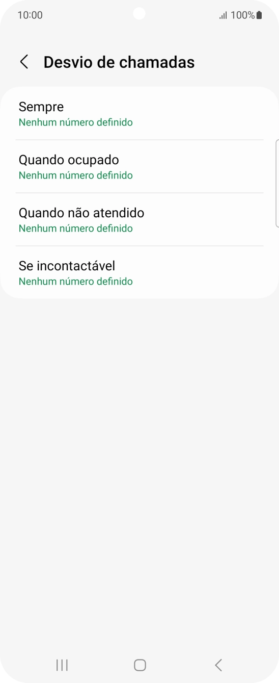 Prima o tipo de desvio pretendido.
