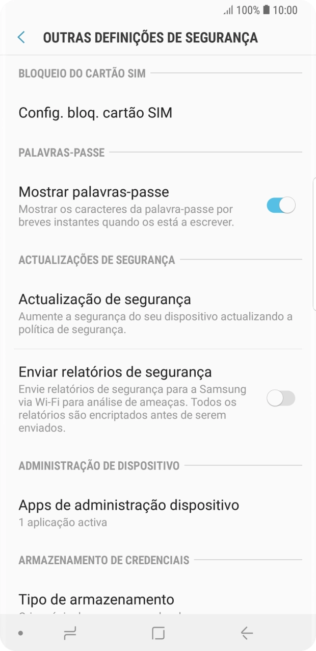 Prima Config. bloq. cartão SIM.
