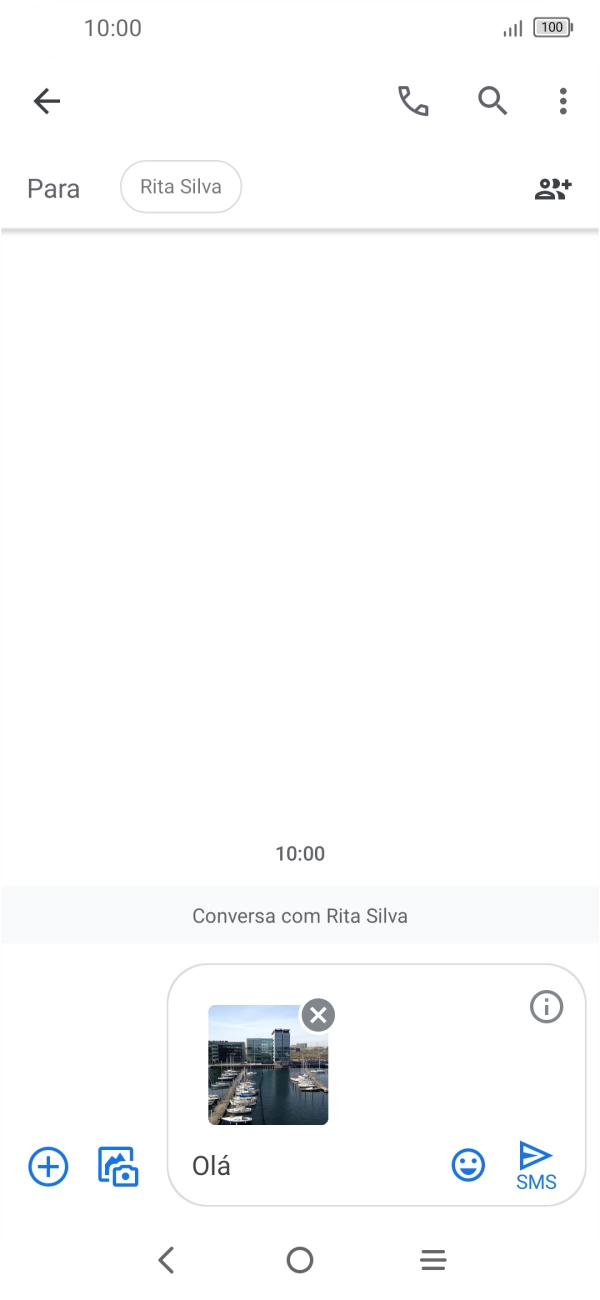 Prima o ícone para enviar quando terminar de escrever a sua mensagem multimédia.