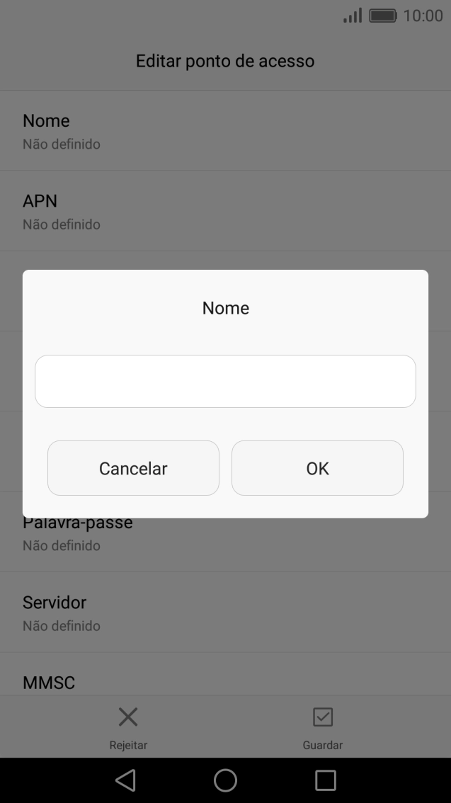 Introduza Vodafone Internet e prima OK.