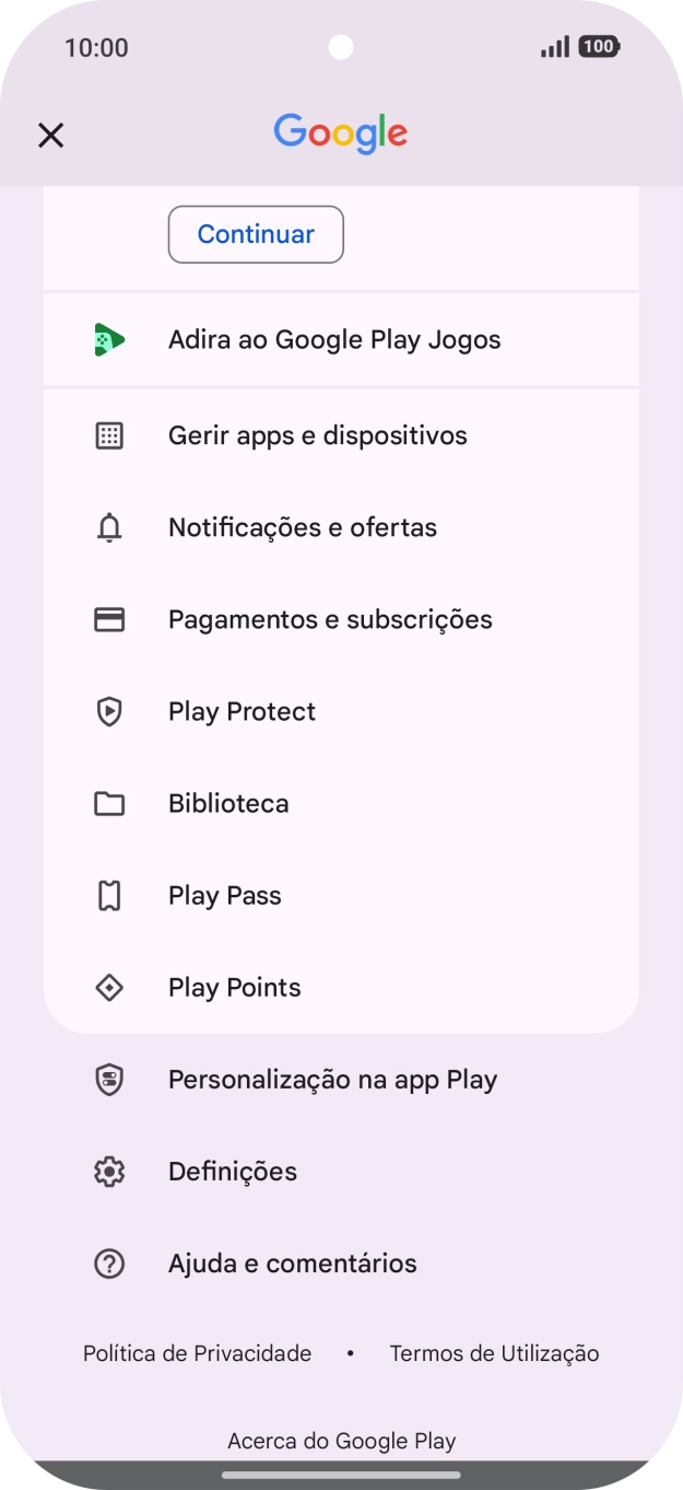 Prima Gerir apps e dispositivos.