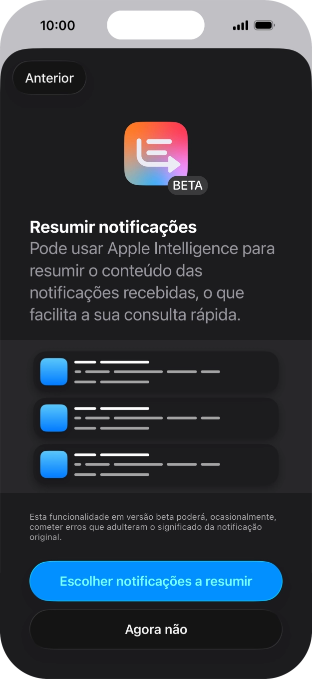 Se ativar a função, siga as indicações no ecrã para escolher mais definições.