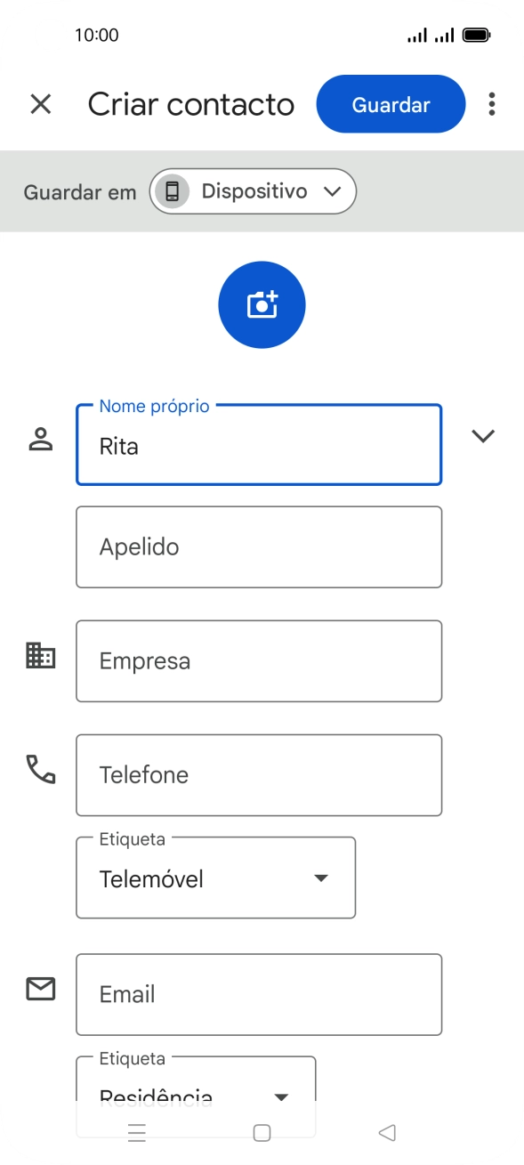 Prima Apelido, e introduza o apelido pretendido.