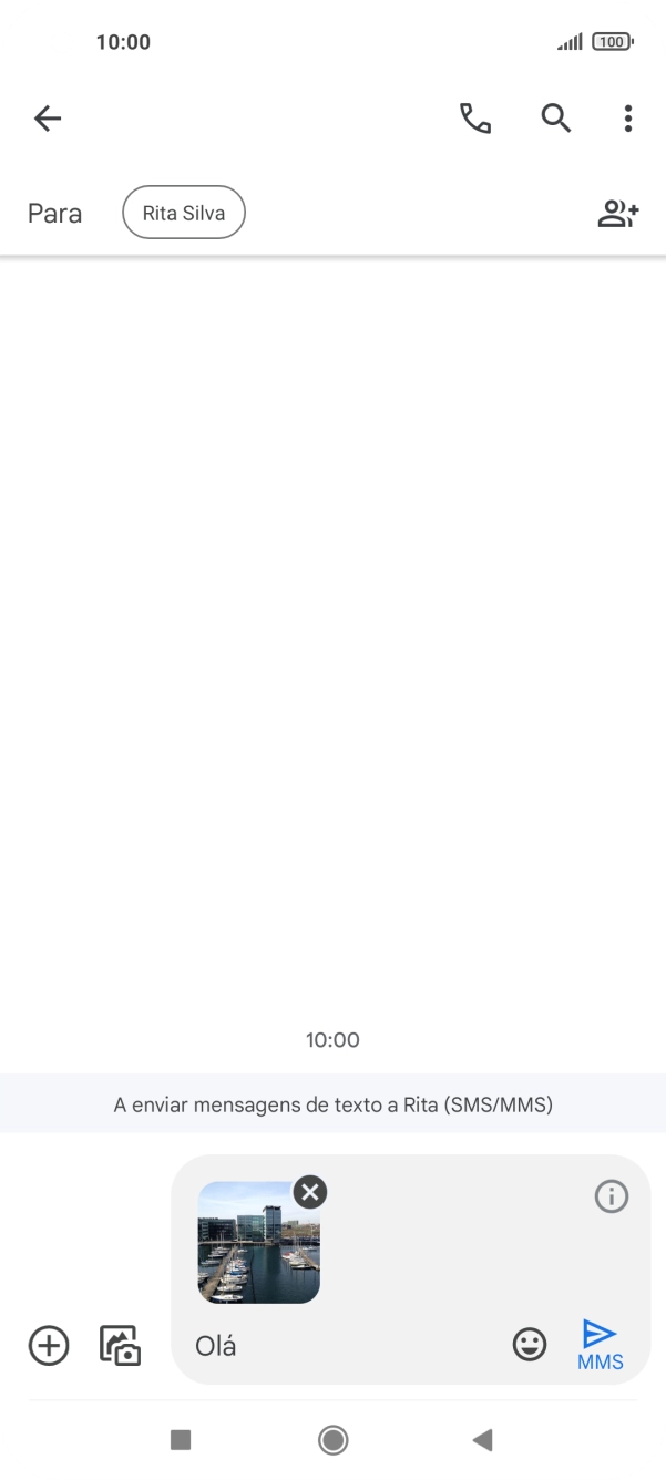 Prima o ícone para enviar quando terminar de escrever a sua mensagem multimédia.