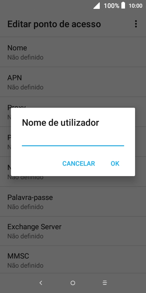 Introduza vodafone e prima OK.