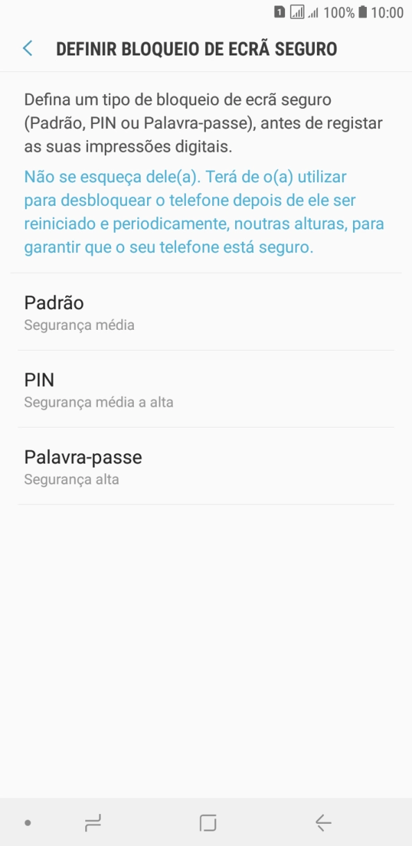 Prima o código de bloqueio do telefone pretendido e siga as indicações no ecrã para estabelecer um código de bloqueio adicional.