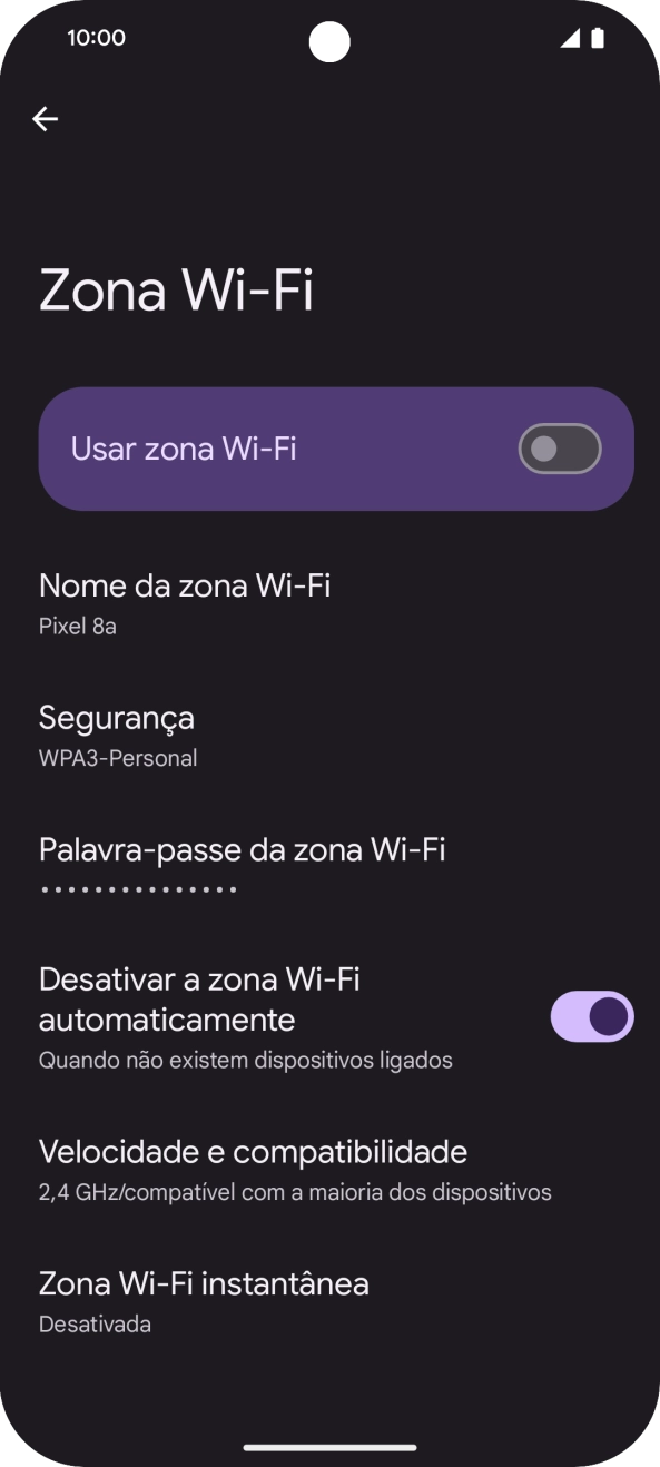 Prima Palavra-passe da zona Wi-Fi e introduza a password pretendida.