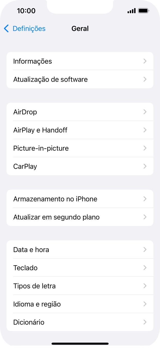 Prima Atualização de software. Se existir uma nova versão de software disponível, será agora indicado no ecrã. Siga as indicações no ecrã para atualizar o software do telefone.