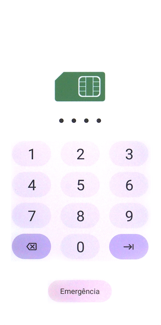Se o cartão SIM estiver bloqueado, deve introduzir o seu código PIN e premir a seta para a direita.