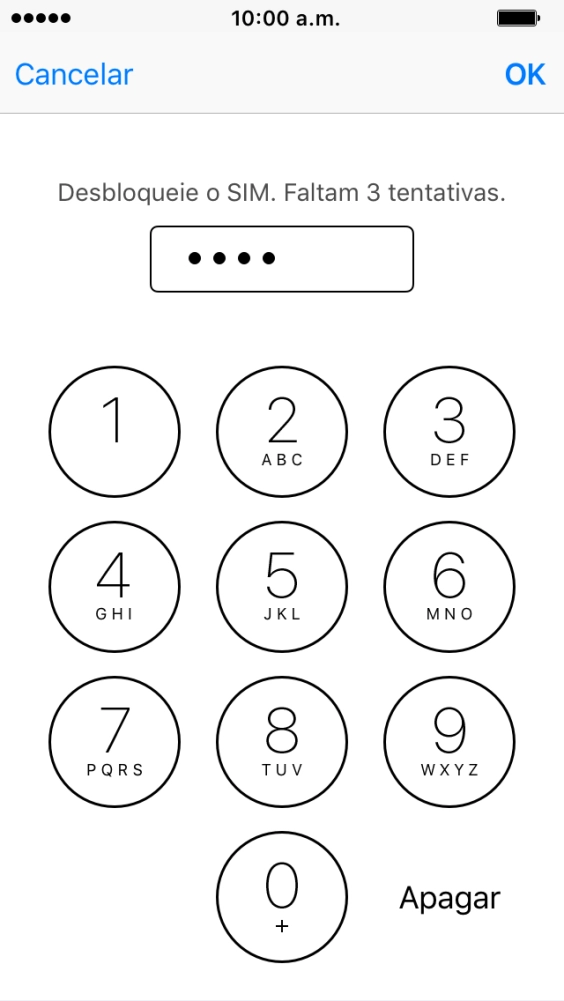 Introduza o seu código PIN e prima OK.