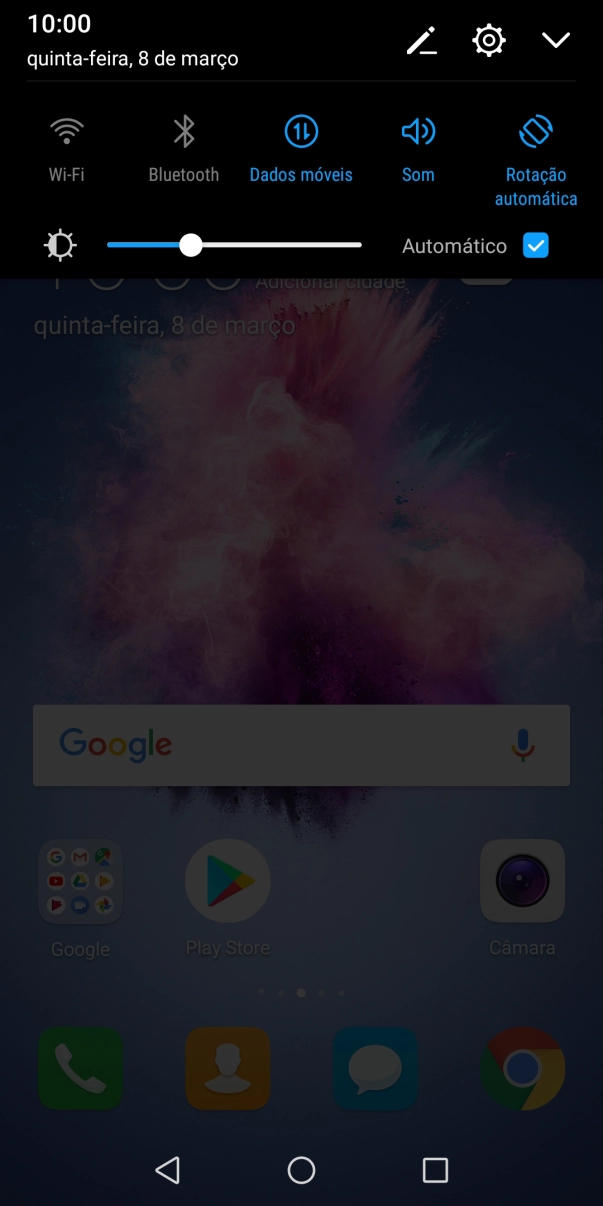 Prima o ícone de perfil as vezes necessárias para ativar ou desativar o perfil silencioso.