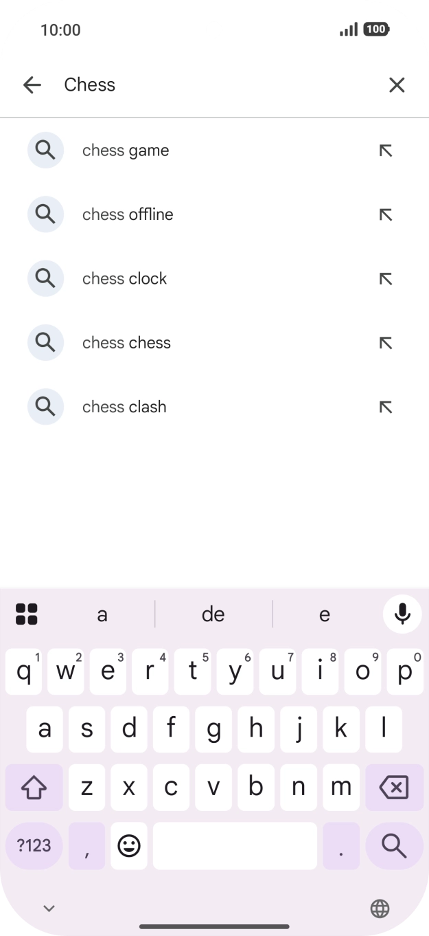 Introduza o nome ou categoria da app pretendida e prima o ícone para pesquisar.