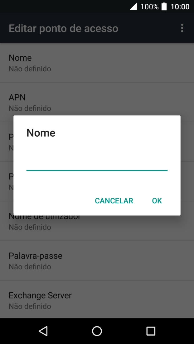 Introduza Vodafone Internet e prima OK.